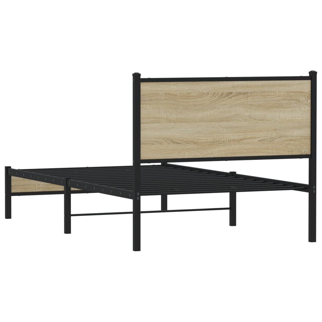 Estrutura de cama sem colchão 107x203 cm metal carvalho sonoma