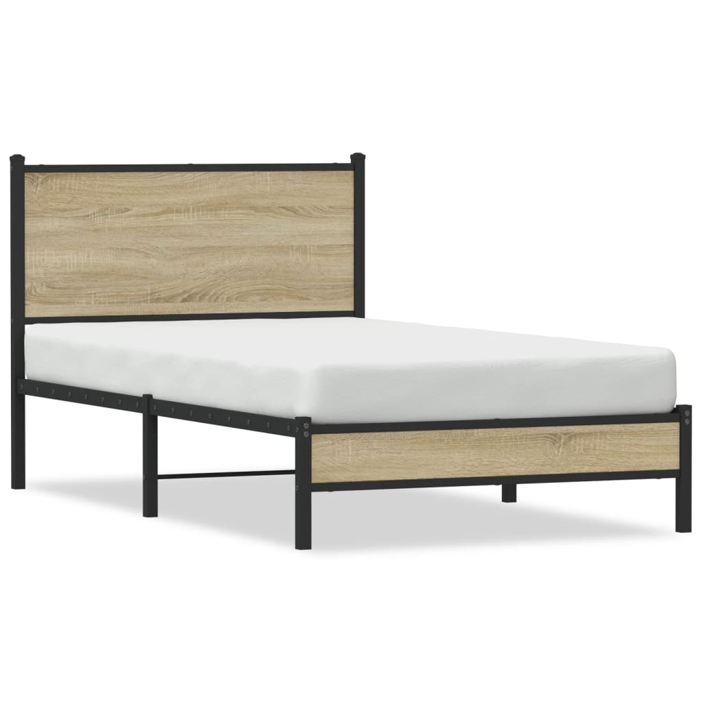 Estrutura de cama sem colchão 107x203 cm metal carvalho sonoma