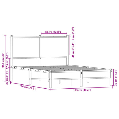 Estrutura de cama sem colchão 120x190 cm metal carvalho sonoma