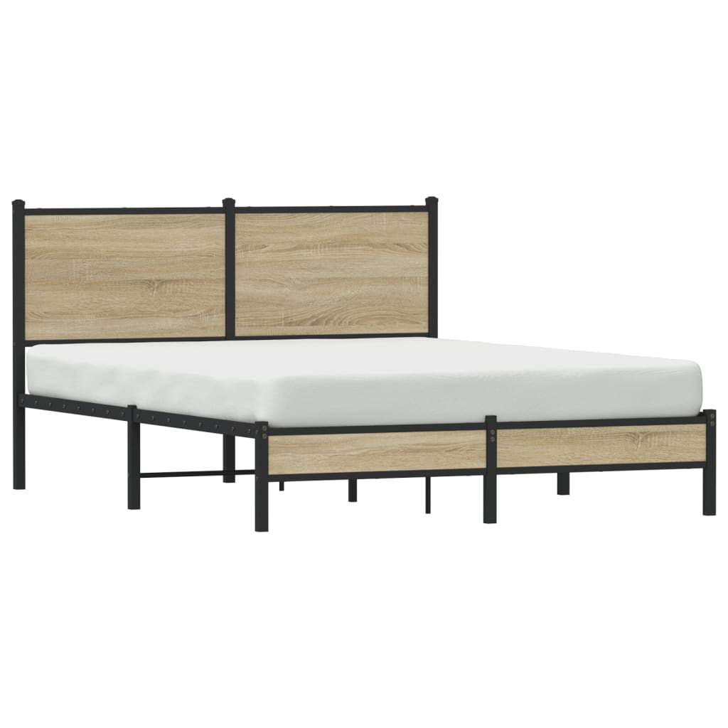 Estrutura de cama sem colchão 140x190 cm metal carvalho sonoma