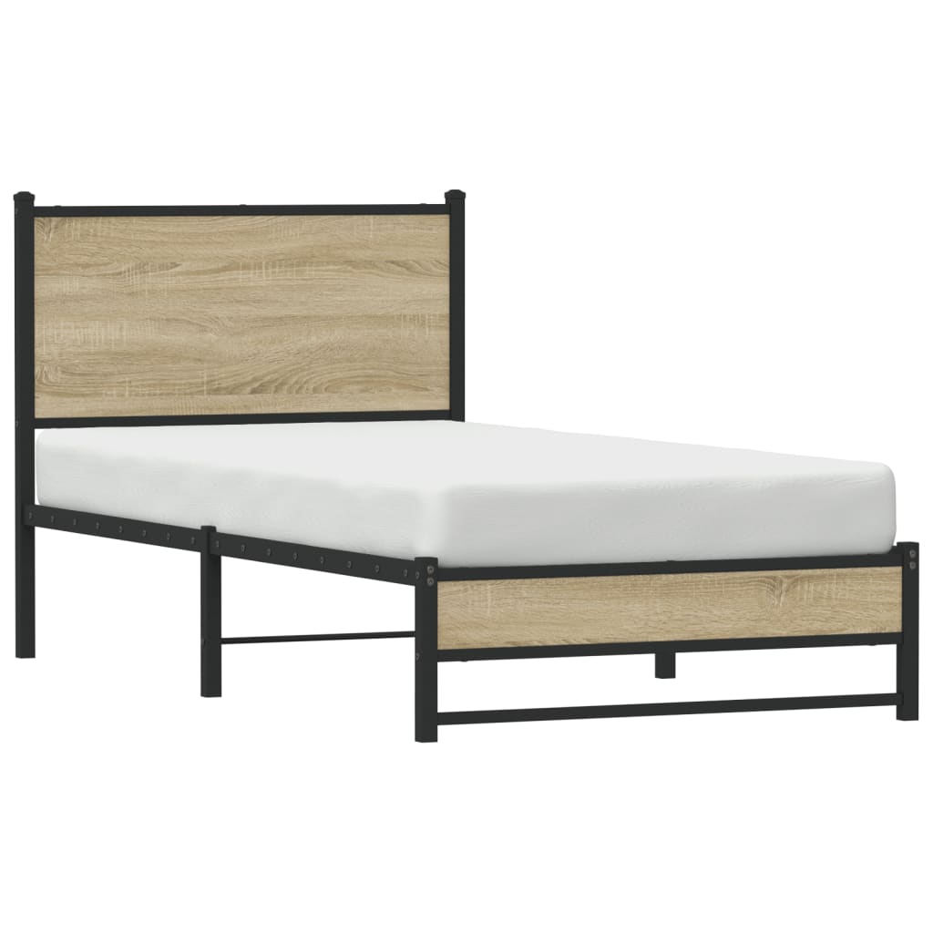 Estrutura de cama sem colchão 75x190 cm metal carvalho sonoma