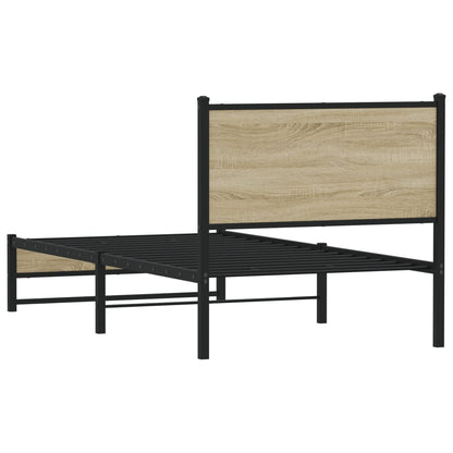 Estrutura de cama sem colchão 90x190 cm metal carvalho sonoma