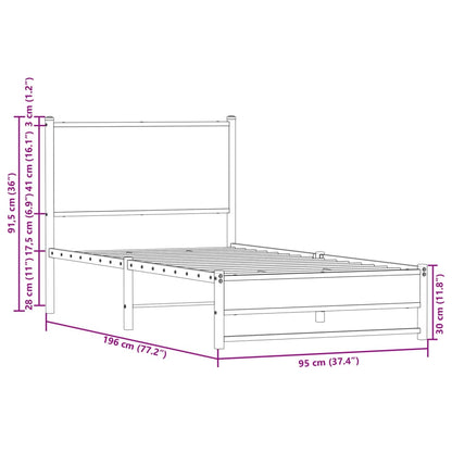 Estrutura de cama sem colchão 90x190 cm metal carvalho sonoma