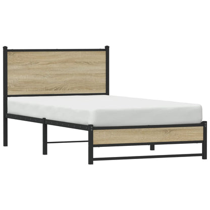 Estrutura de cama sem colchão 100x190 cm metal carvalho sonoma