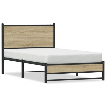 Estrutura de cama sem colchão 107x203 cm metal carvalho sonoma