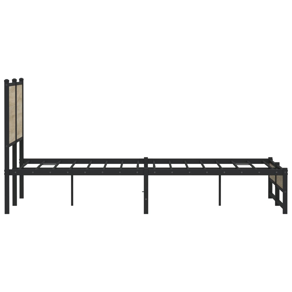 Estrutura de cama com cabeceira 137x190cm metal carvalho sonoma