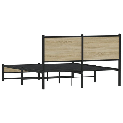 Estrutura de cama com cabeceira 137x190cm metal carvalho sonoma