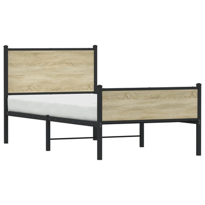 Estrutura de cama sem colchão 75x190 cm metal carvalho sonoma