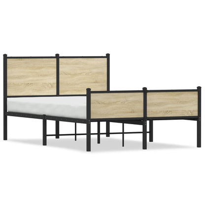 Estrutura de cama sem colchão 120x190 cm metal carvalho sonoma