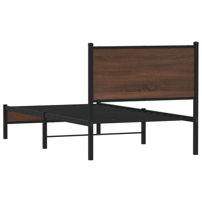 Estrutura cama com cabeceira 80x200 cm metal carvalho castanho