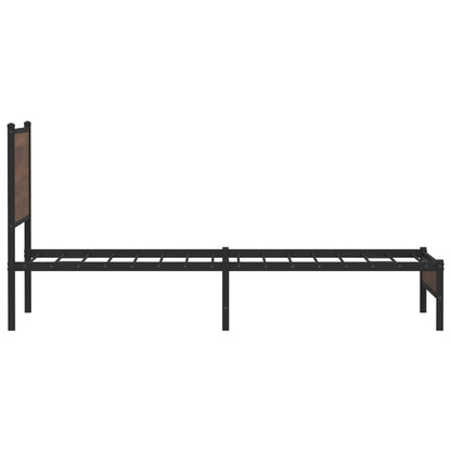 Estrutura cama com cabeceira 75x190 cm metal carvalho castanho