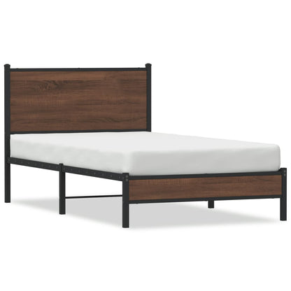 Estrutura cama com cabeceira 107x203 cm metal carvalho castanho