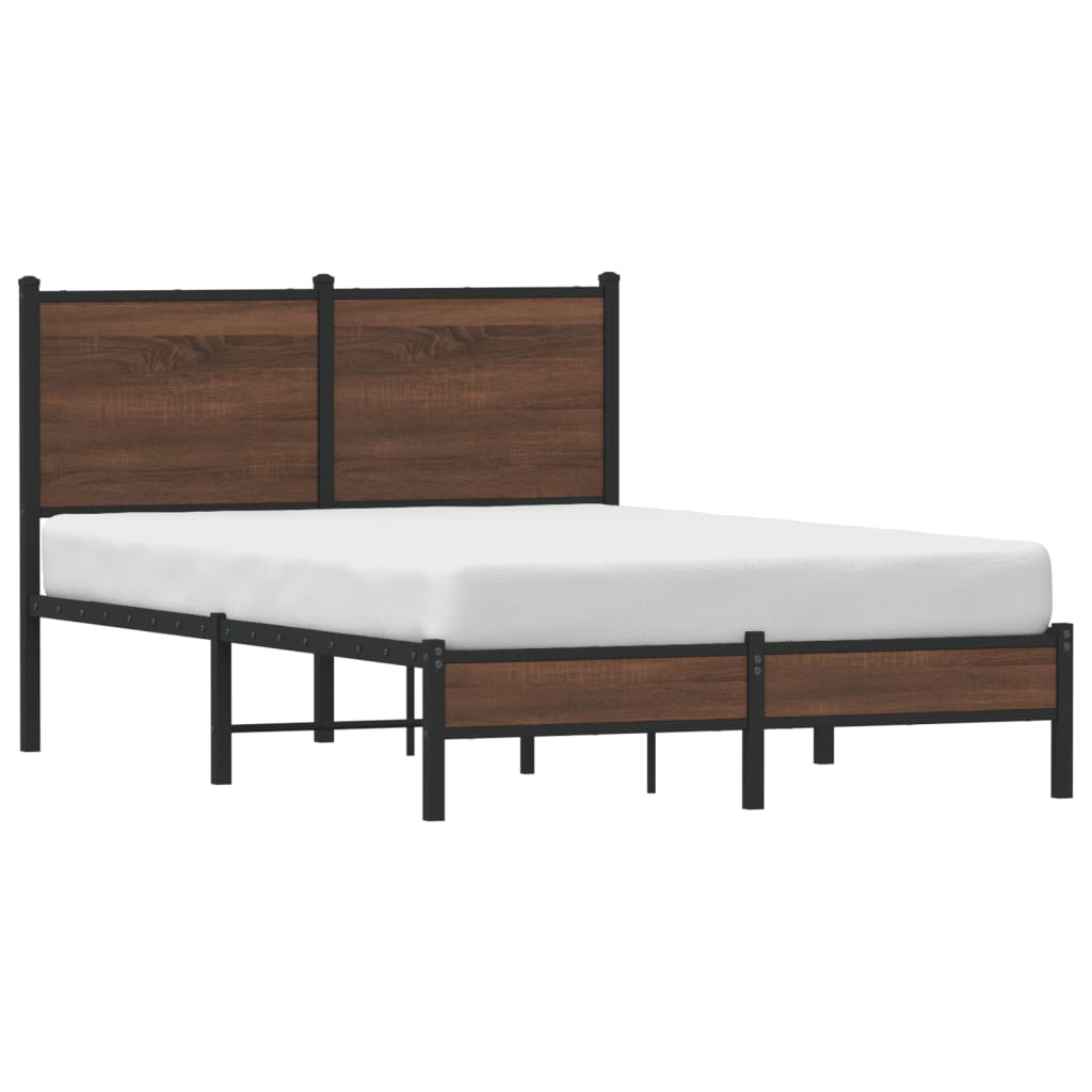 Estrutura cama com cabeceira 120x190cm metal carvalho castanho