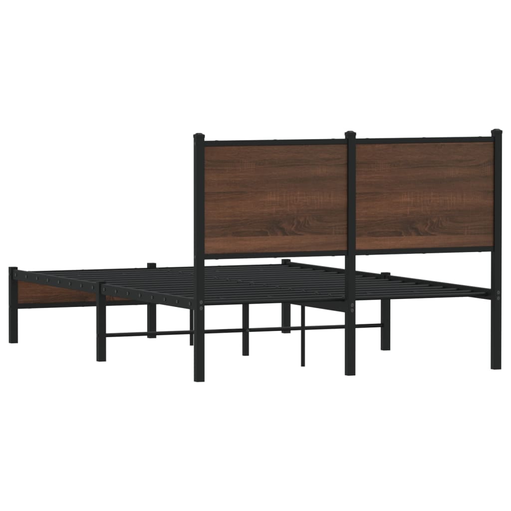 Estrutura cama com cabeceira 120x190cm metal carvalho castanho