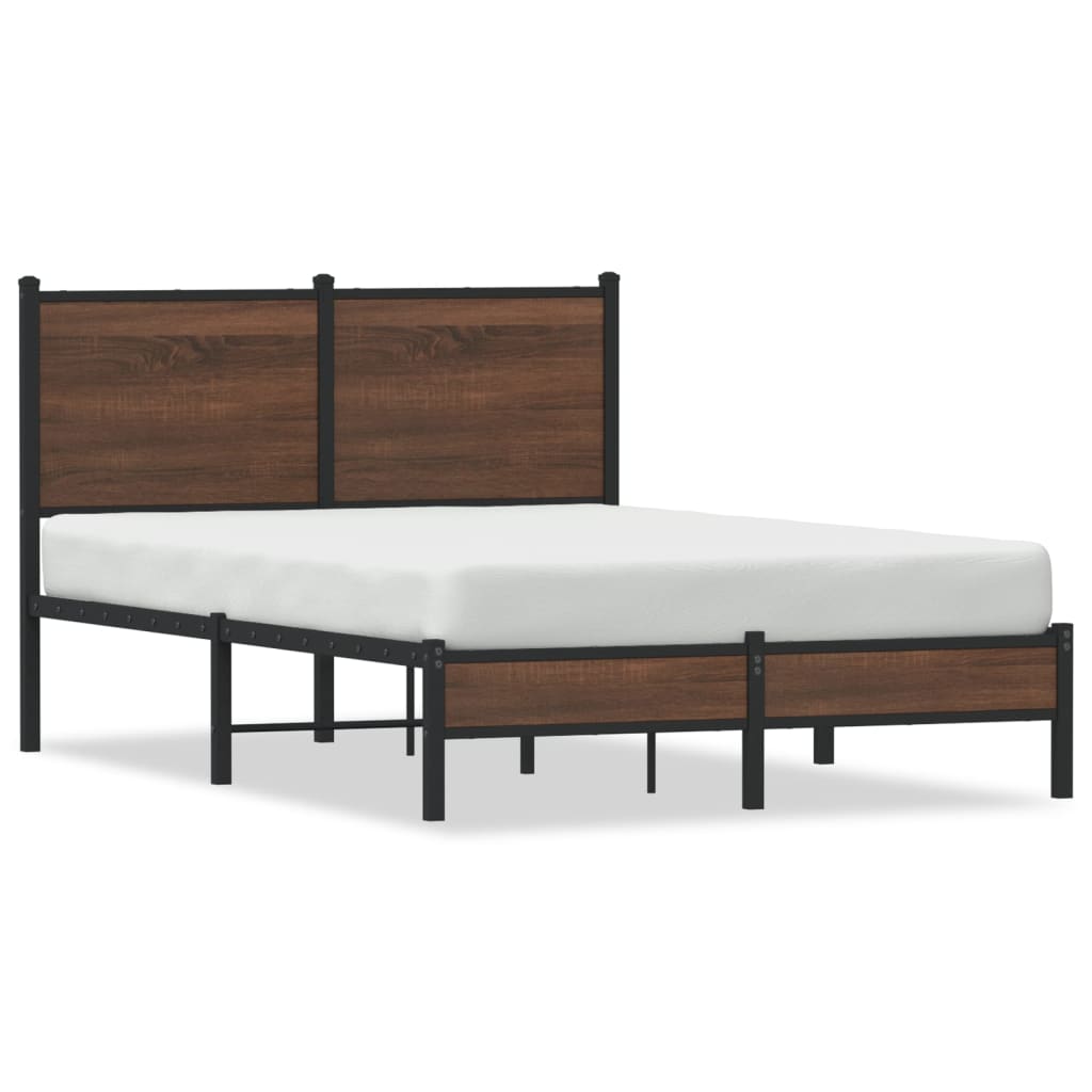 Estrutura cama com cabeceira 120x190cm metal carvalho castanho