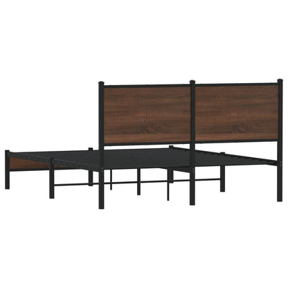 Estrutura cama com cabeceira 137x190 cm metal carvalho castanho