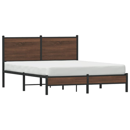 Estrutura cama com cabeceira 150x200cm metal carvalho castanho