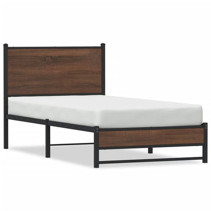 Estrutura cama com cabeceira 90x190 cm metal carvalho castanho