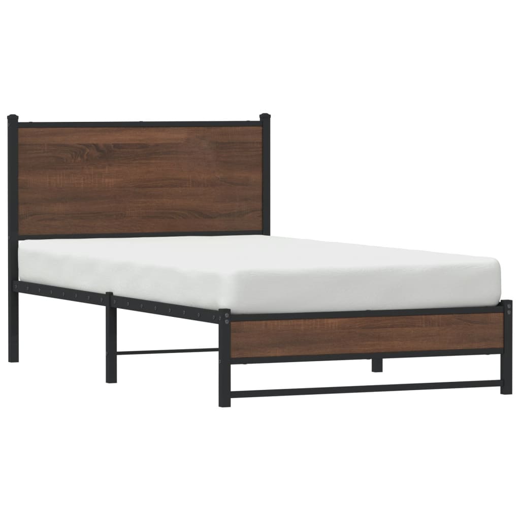 Estrutura cama com cabeceira 107x203 cm metal carvalho castanho