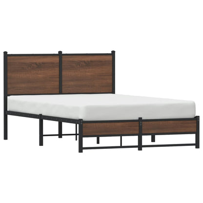 Estrutura cama com cabeceira 120x190cm metal carvalho castanho