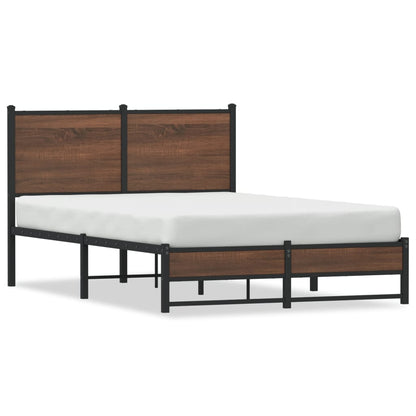 Estrutura cama com cabeceira 120x190cm metal carvalho castanho