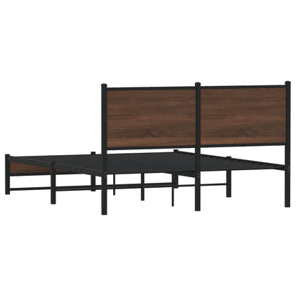 Estrutura cama com cabeceira 140x190cm metal carvalho castanho