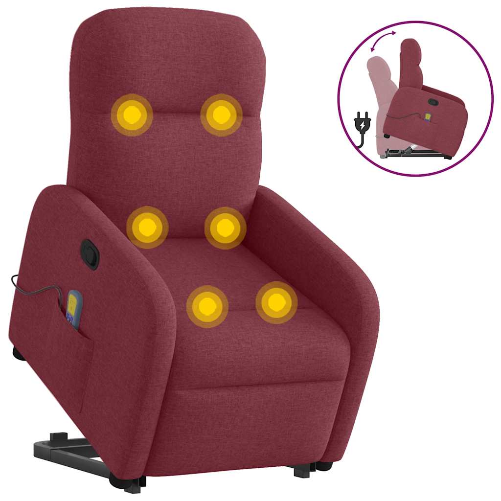 Poltrona de massagens reclin. elevatória tecido vermelho tinto