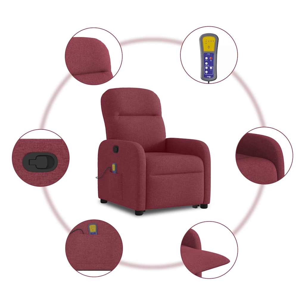 Poltrona de massagens reclin. elevatória tecido vermelho tinto