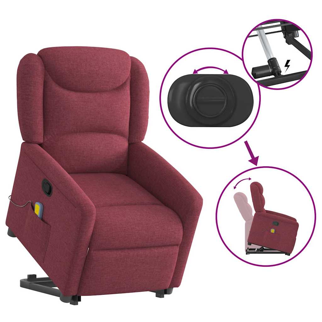 Poltrona de massagens reclin. elevatória tecido vermelho tinto