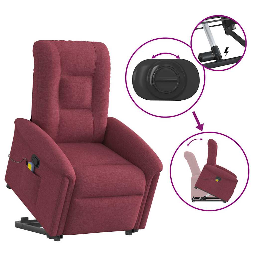 Poltrona de massagens reclin. elevatória tecido vermelho tinto