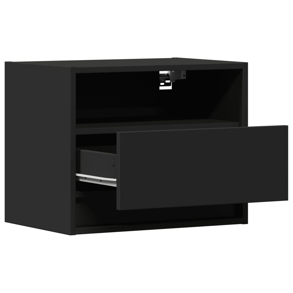 Mesa de cabeceira de parede com luzes LED preto