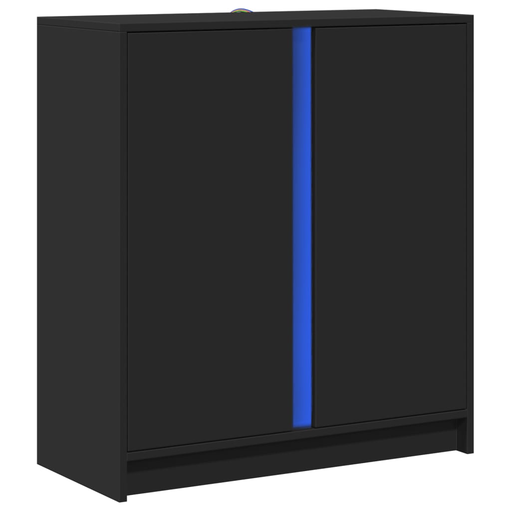 Aparador c/ luzes LED 77x34x85 cm derivados de madeira preto