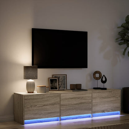 Móvel de TV You -  Com Luzes LED - Derivados de Madeira - Cor Carvalho Sonoma - 165x34x40 cm (L x P x A)