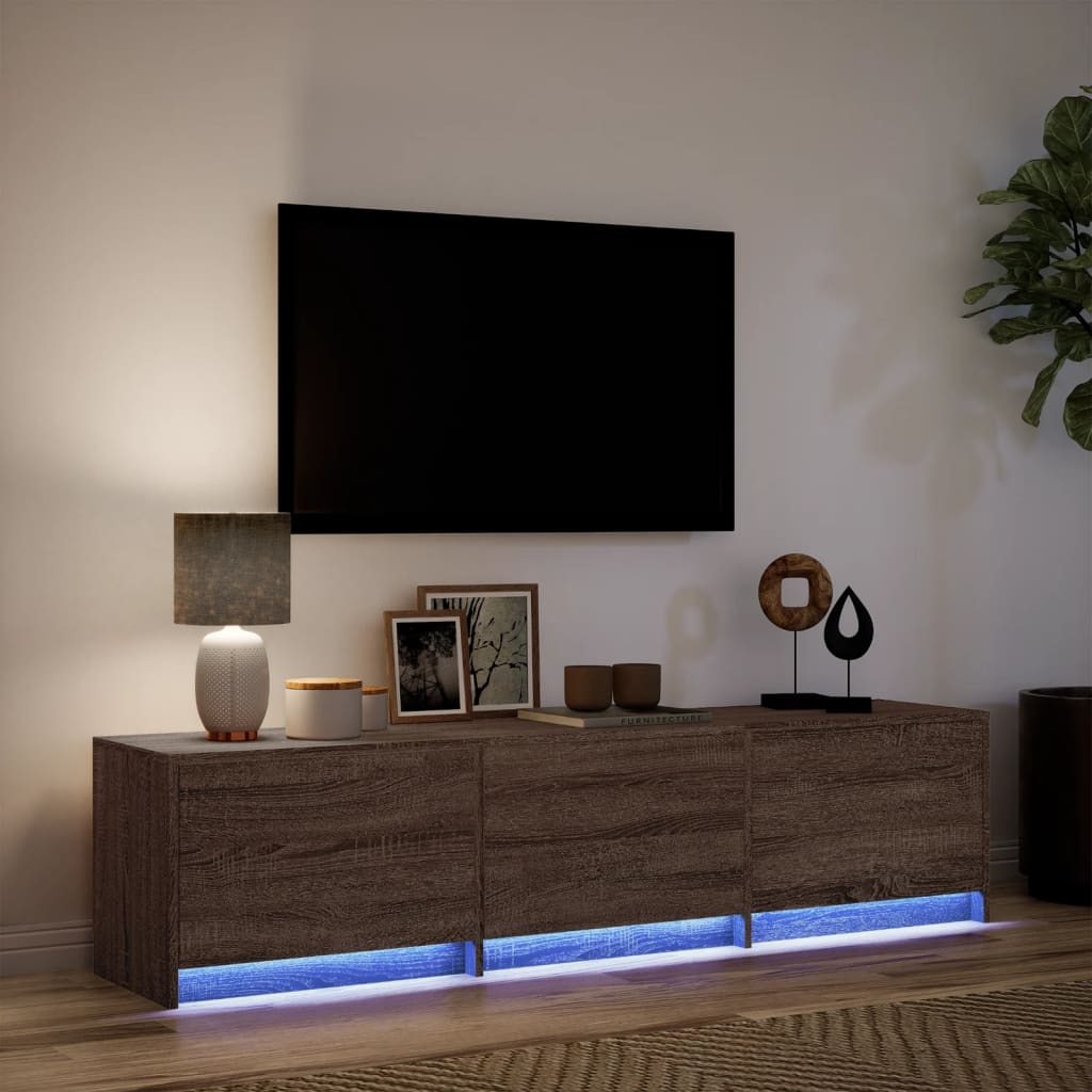 Móvel de TV You -  Com Luzes LED - Derivados de Madeira - Cor Castanho - 165x34x40 cm (L x P x A)