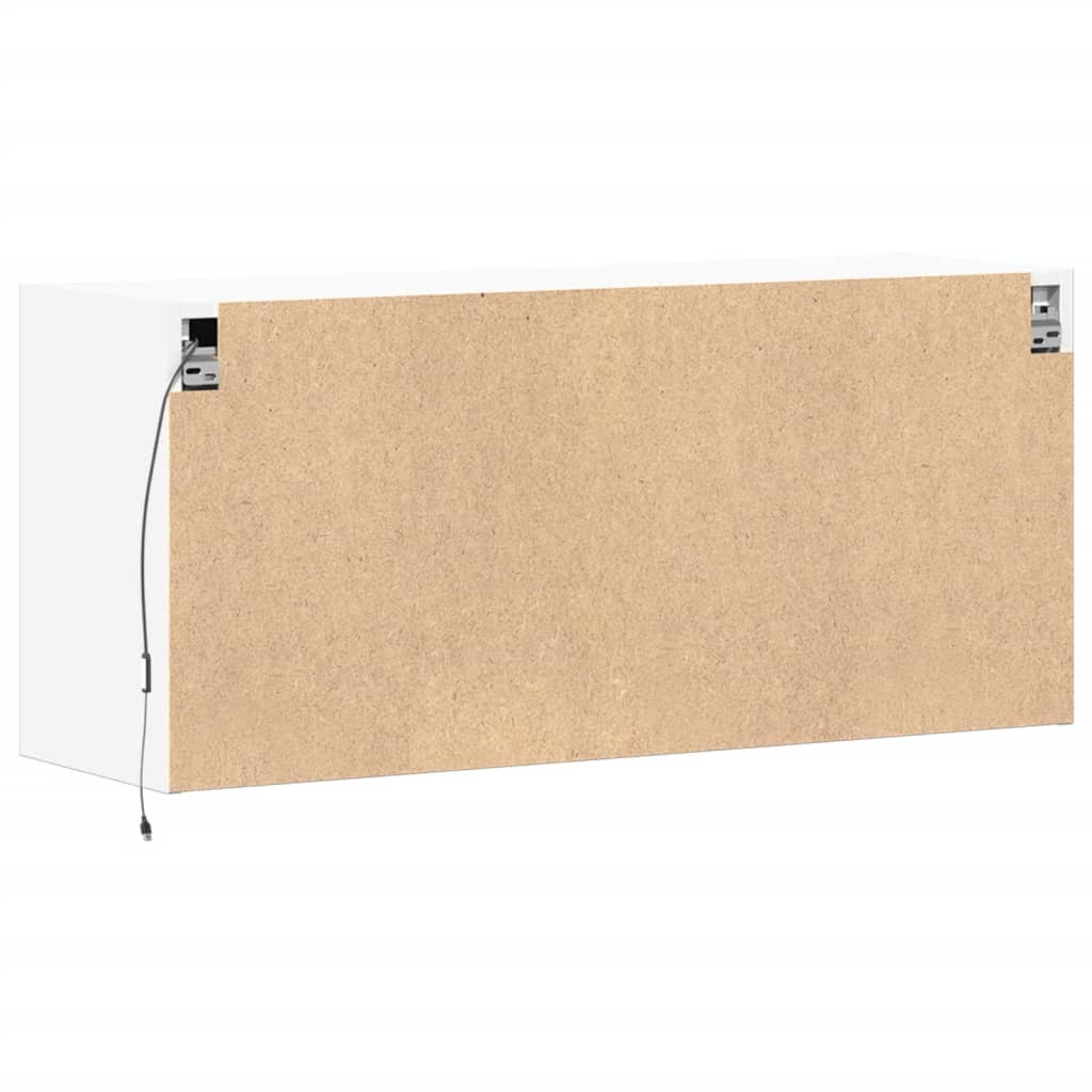 Móvel de parede para TV com luzes LED 100x31x45 cm branco