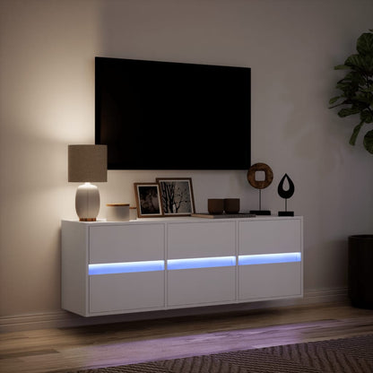 Móvel de parede para TV com luzes LED 130x31x45 cm branco