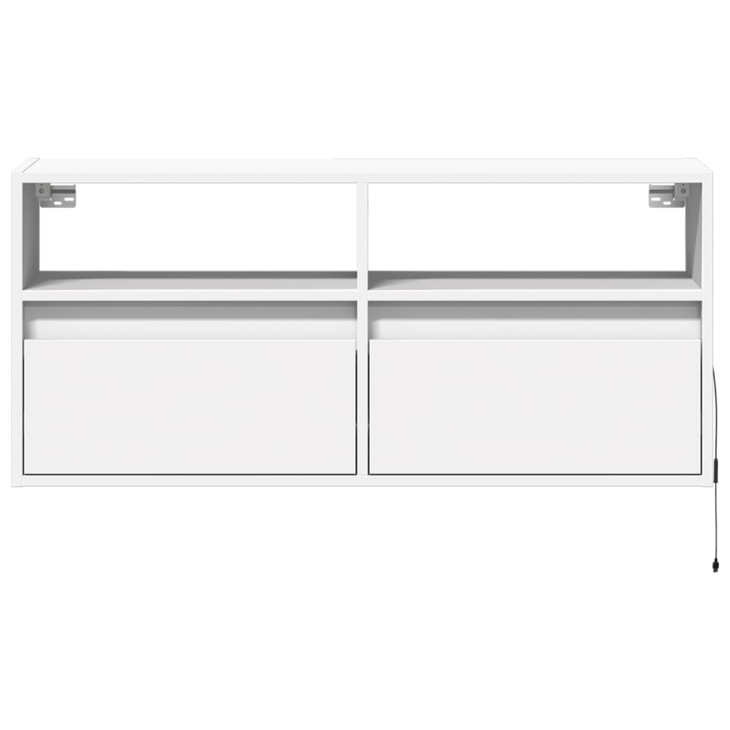 Móvel de parede para TV com luzes LED 100x31x45 cm branco