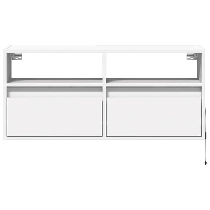 Móvel de parede para TV com luzes LED 100x31x45 cm branco