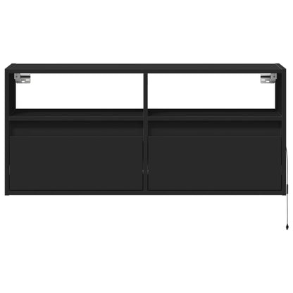 Móvel de parede para TV com luzes LED 100x31x45 cm preto