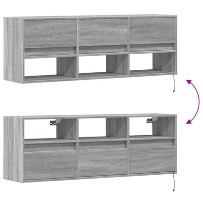 Móvel de parede p/ TV c/ luzes LED 130x31x45 cm cinzento sonoma