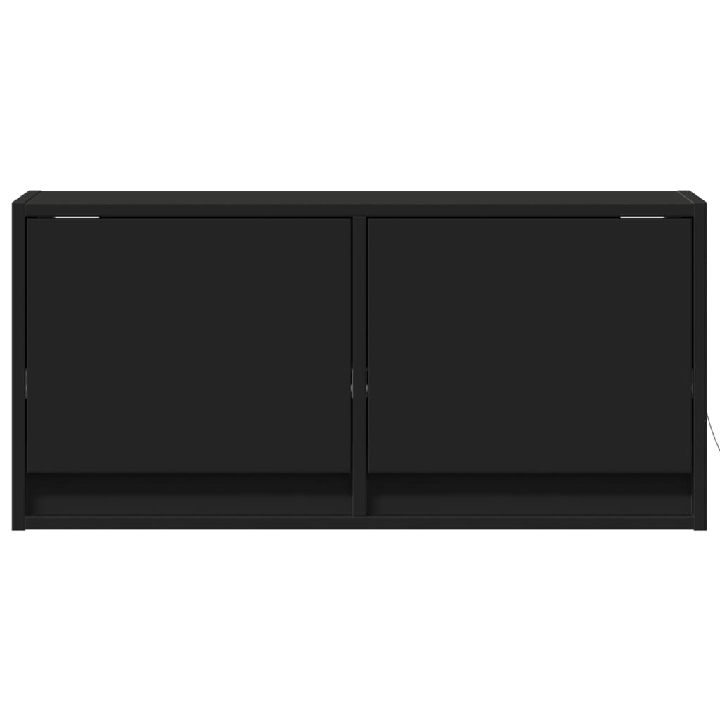 Móvel de parede para TV com luzes LED 80x31x35 cm preto