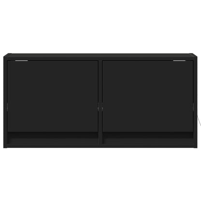 Móvel de parede para TV com luzes LED 80x31x35 cm preto