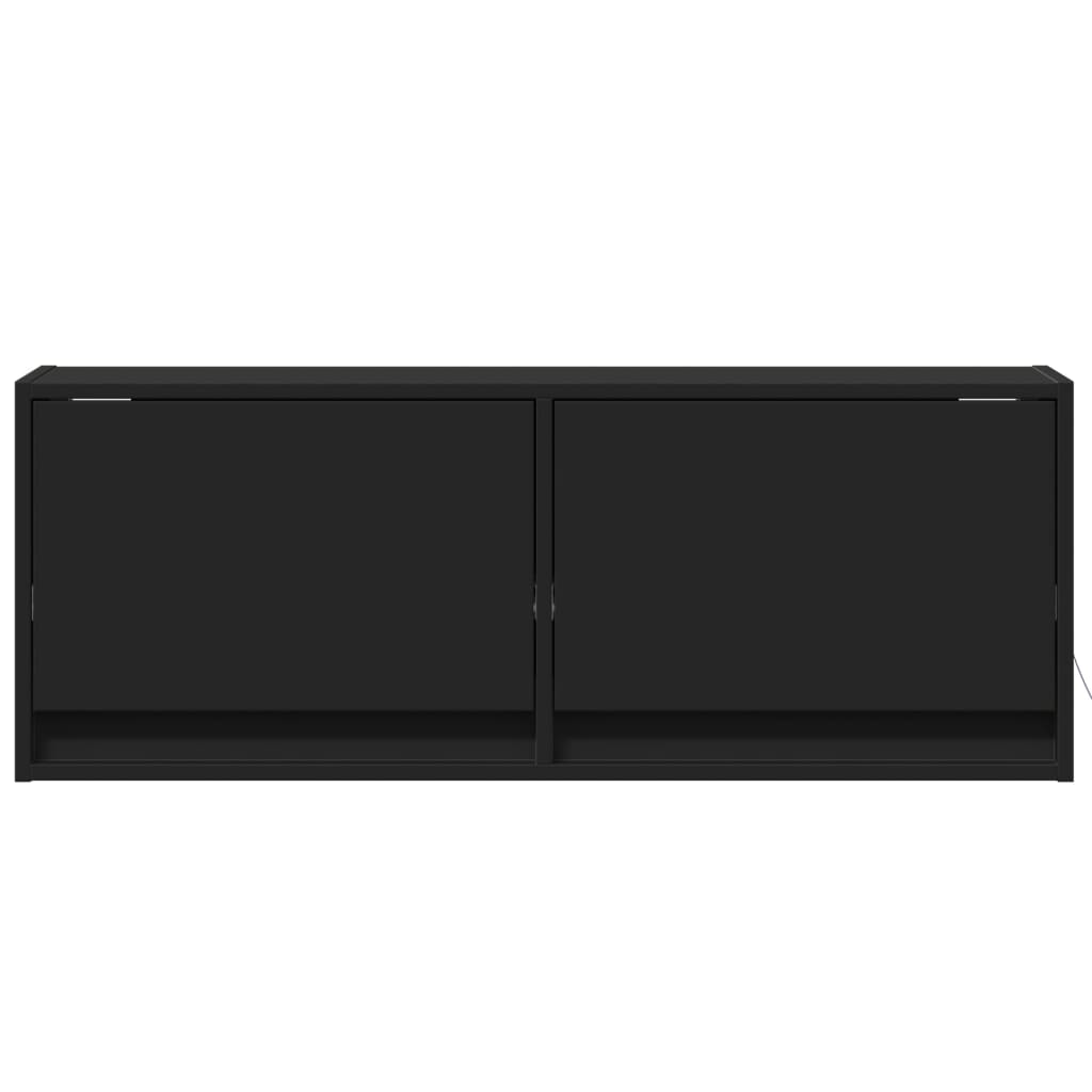 Móvel de parede para TV com luzes LED 100x31x35 cm preto