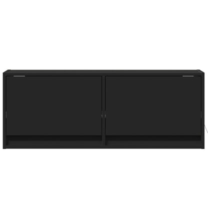 Móvel de parede para TV com luzes LED 100x31x35 cm preto