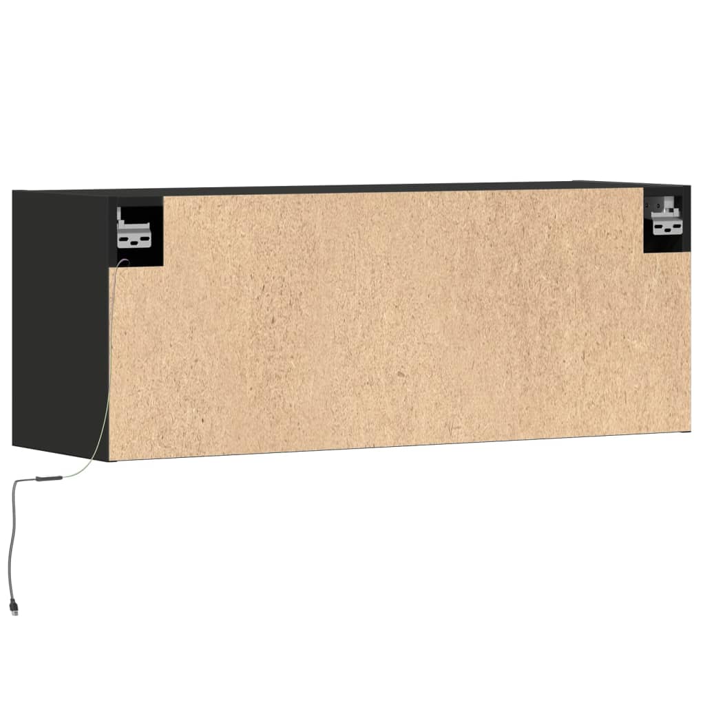 Móvel de parede para TV com luzes LED 100x31x35 cm preto