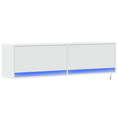 Móvel de parede para TV com luzes LED 140x31x38 cm branco