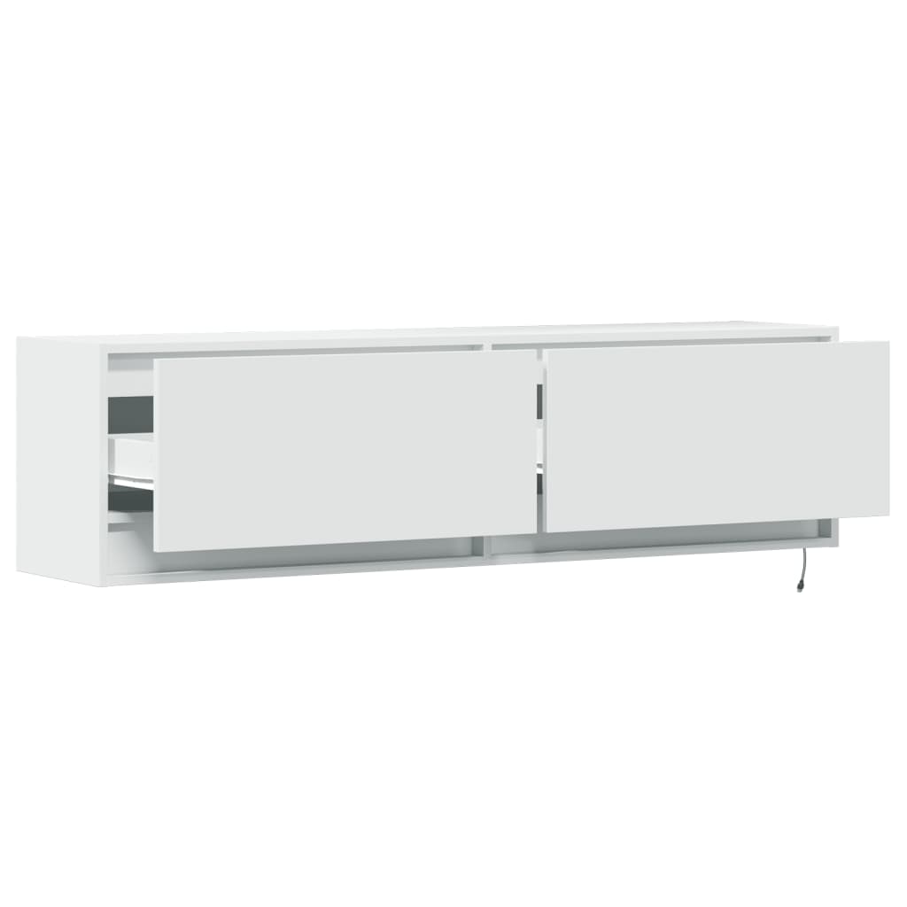 Móvel de parede para TV com luzes LED 140x31x38 cm branco