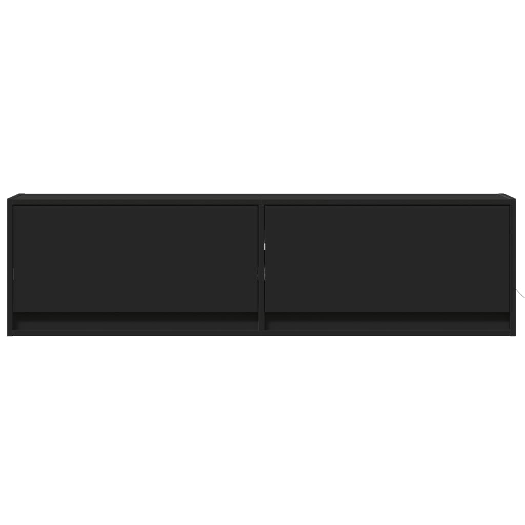 Móvel de parede para TV com luzes LED 140x31x38 cm preto