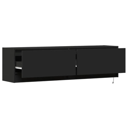 Móvel de parede para TV com luzes LED 140x31x38 cm preto