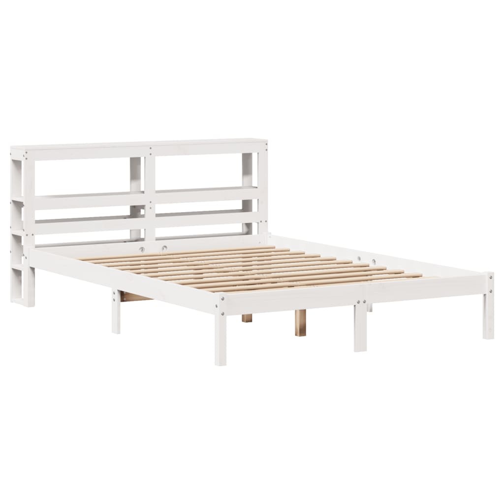 Cama sem colchão 135x190 cm madeira de pinho maciça branco